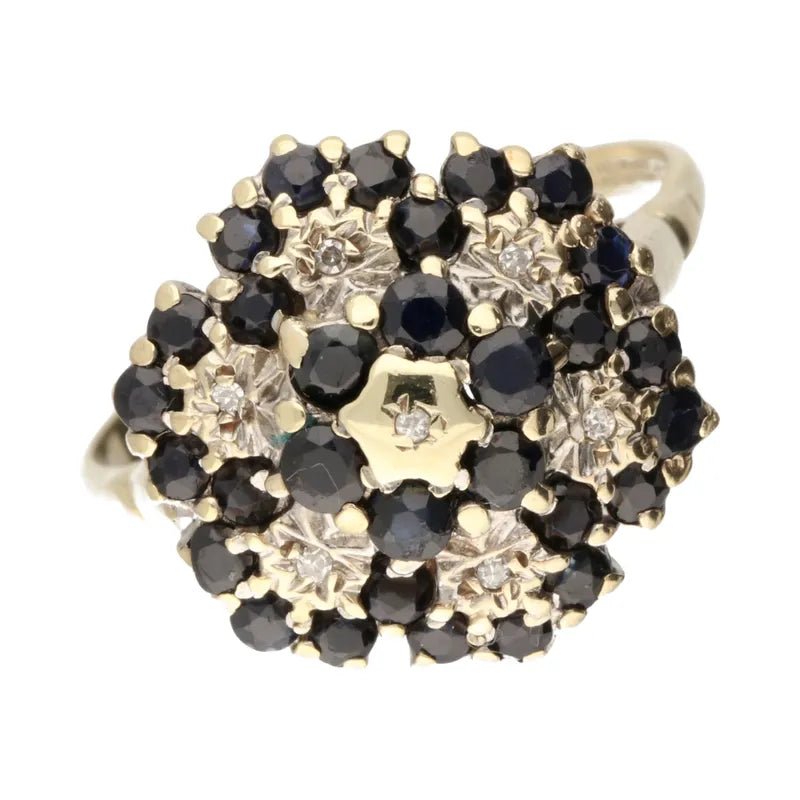Refined Pre - Owned 9ct Yellow Gold Sapphire & Diamond Cluster Ring2026W35-12-1
