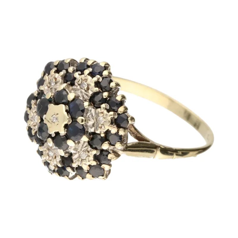 Refined Pre - Owned 9ct Yellow Gold Sapphire & Diamond Cluster Ring2026W35-12-1