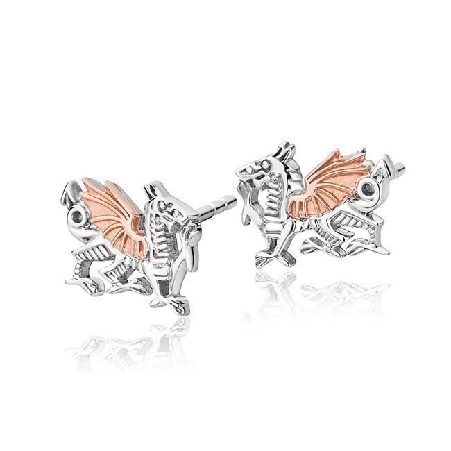 Royal Clogau Sterling Silver Welsh Dragon Earrings 3SD005SE