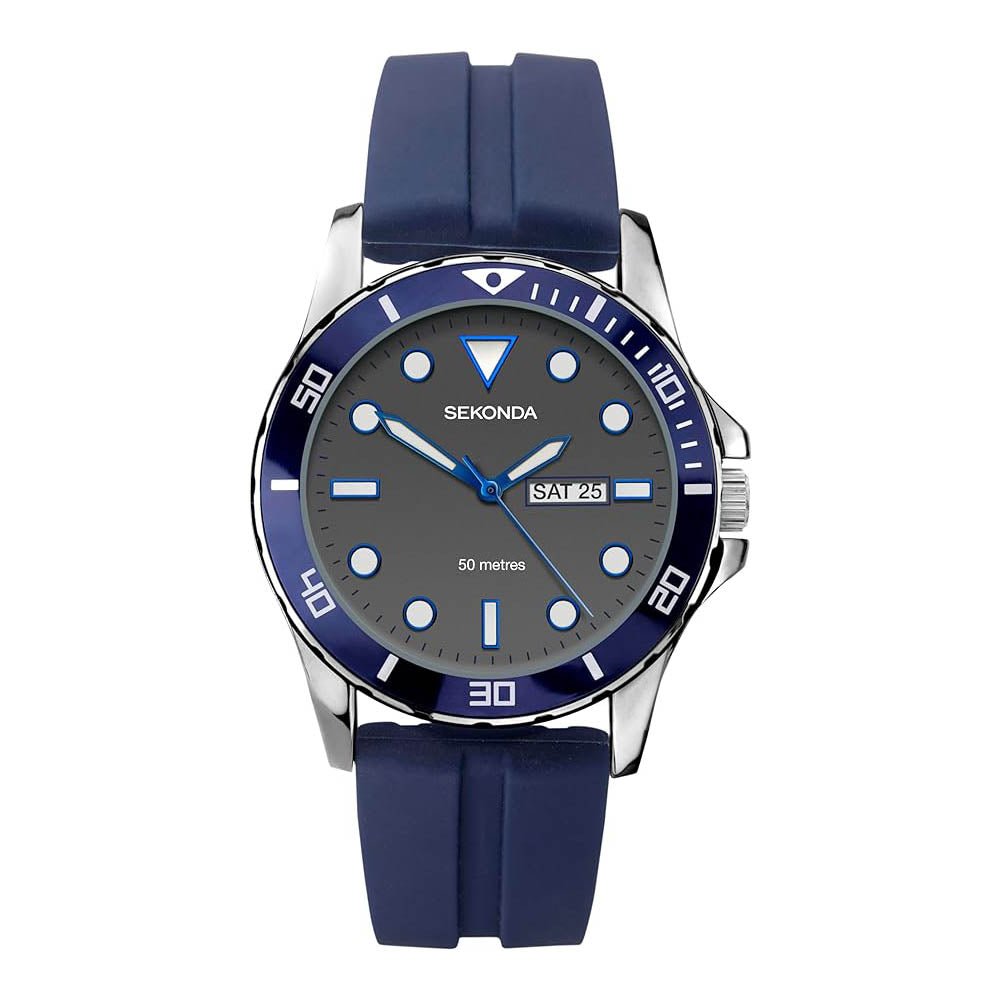 Sekonda Mens Blue Rubber Bracelet with Grey Dial Watch 1702.271702.27
