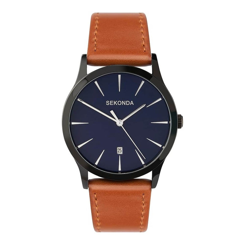 Sekonda Mens Casual Blue Dial and Brown Leather Strap Watch 1514.27