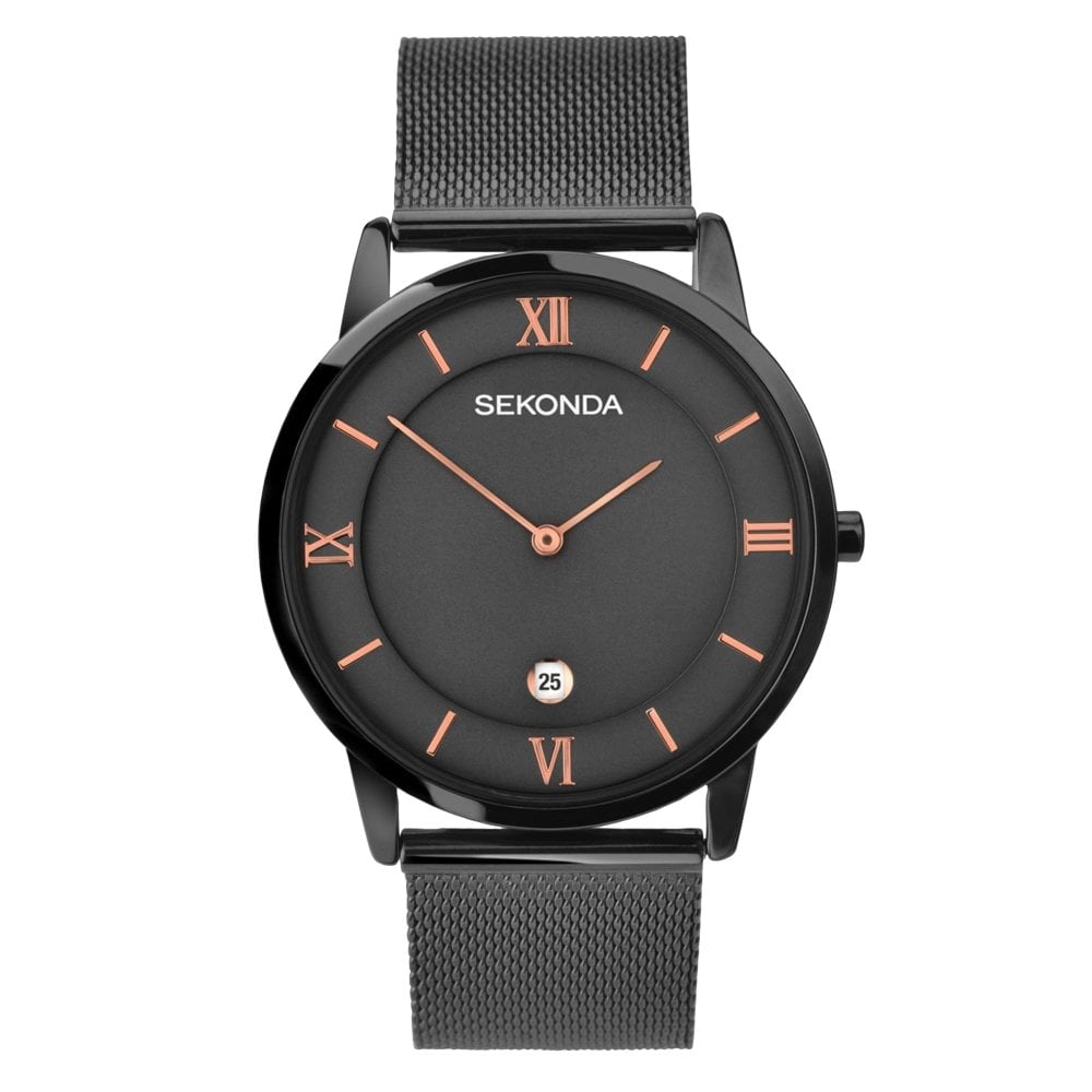 Sekonda Mens Minimal Black Mesh Bracelet Watch 1187.27