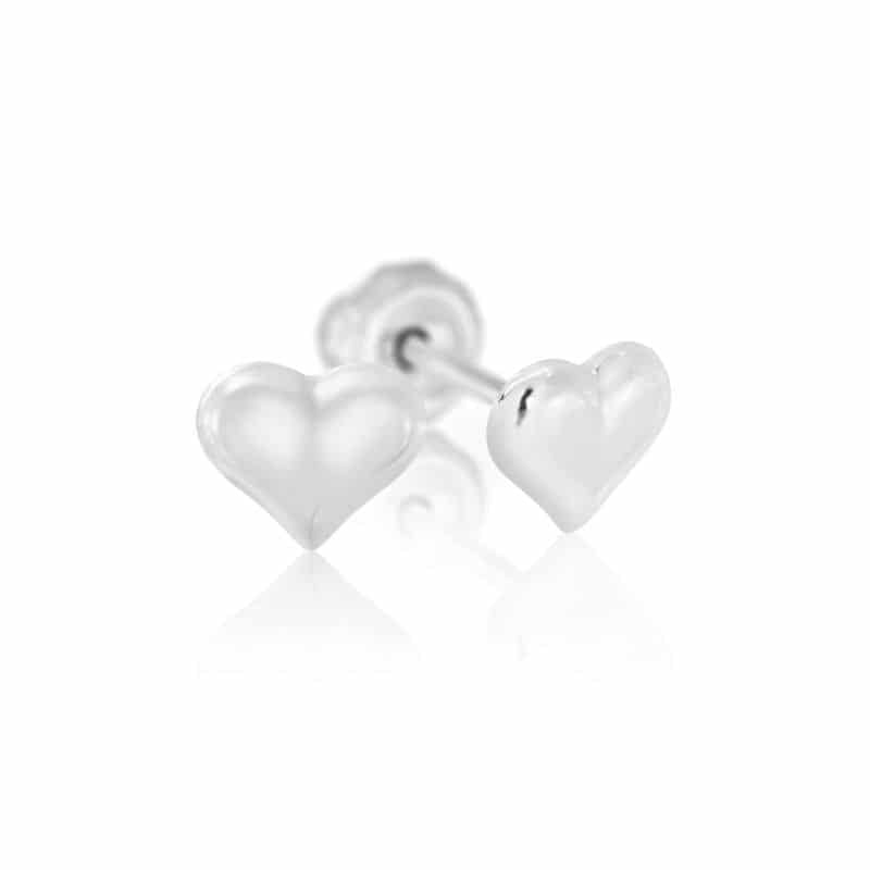 Stainless Steel Puff Heart Stud Earrings