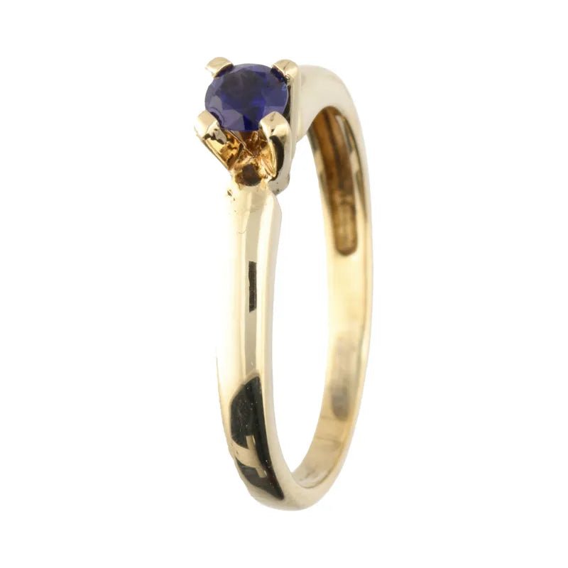 Striking Pre - Owned 9ct Gold 4 Claw Round Cut Sapphire Ring2026W35-19-1