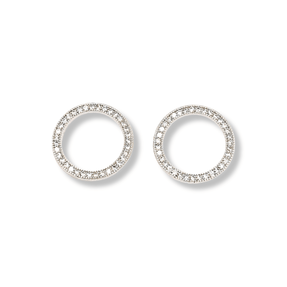 Sugar Sugar Openwork Circle Stud Earrings with White Zirconia