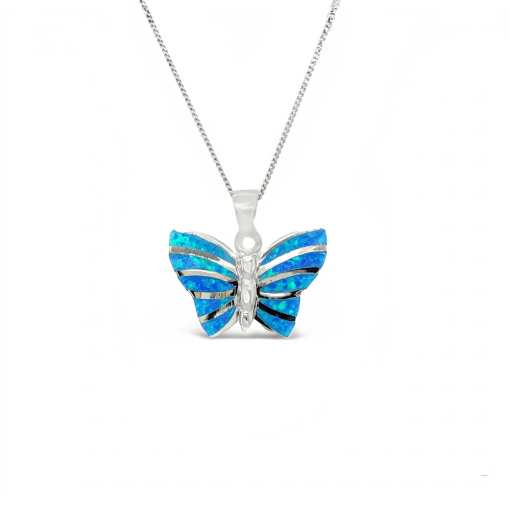 Sugar Sugar Silver Butterfly Lab Opal Pendant