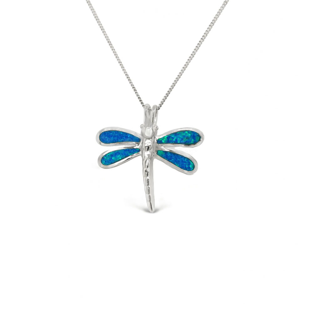 Sugar Sugar Silver Dragonfly Lab Opal Pendant