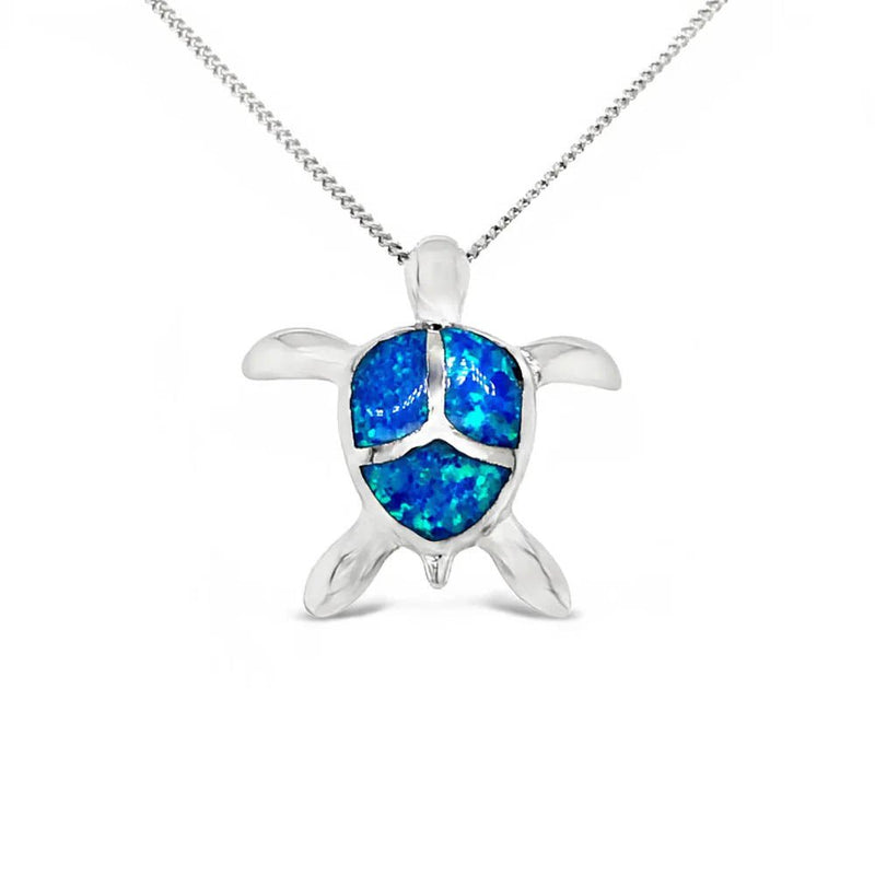Sugar Sugar Silver Lab Opal Turtle Pendant