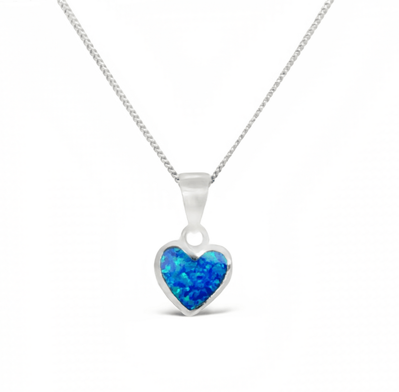 Sugar Sugar Silver Small Heart Blue Lab Opal Pendant