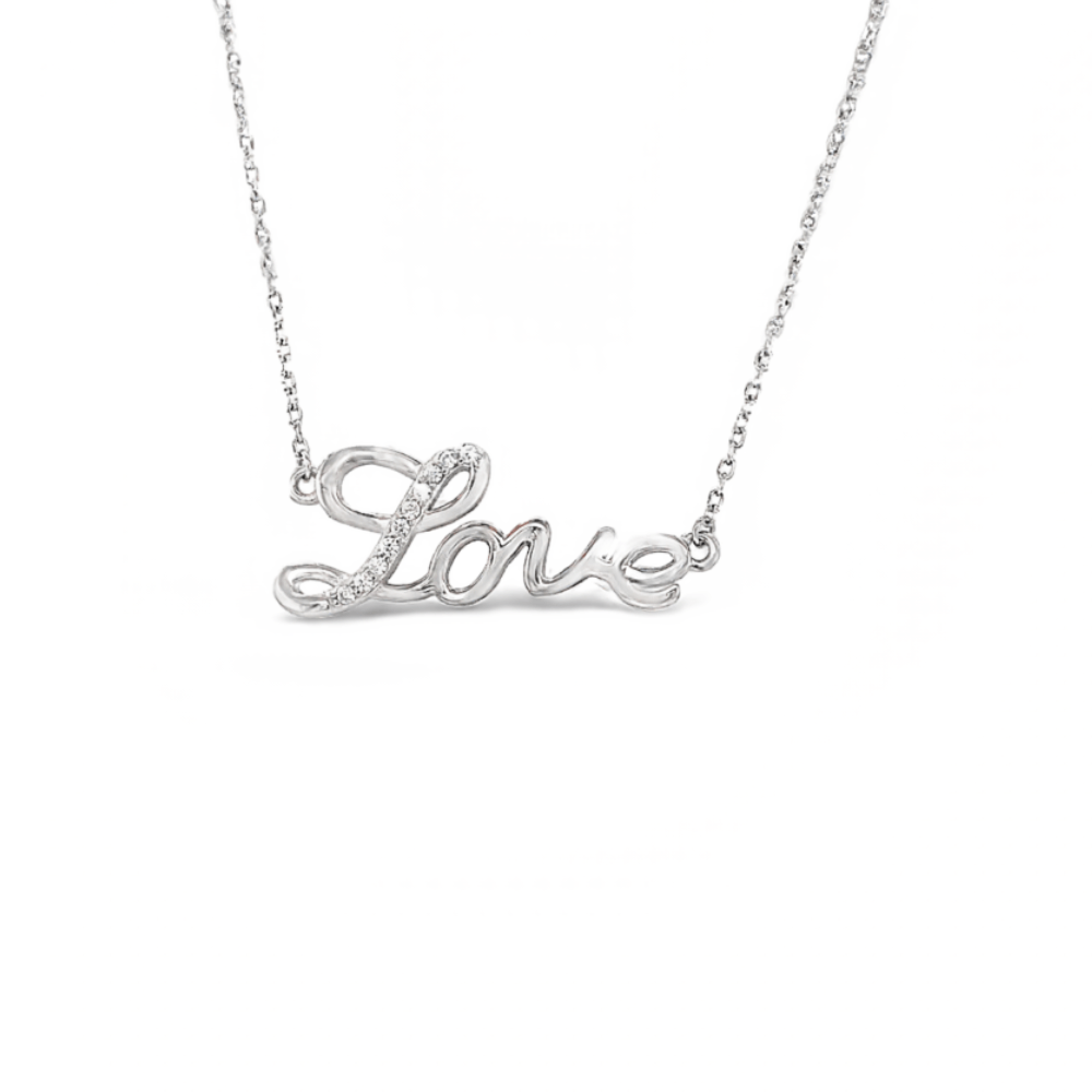 Sugar Sugar Sterling Silver CZ Set Love Necklace