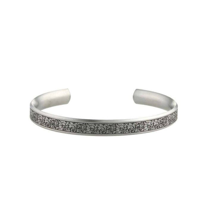 Titanium 8mm Wide Floral Pattern Bangle | David Christopher Jewellers