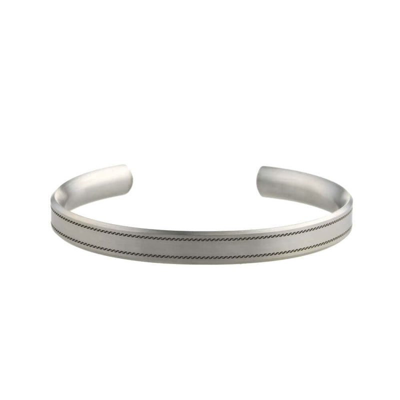 Titanium 8mm Wide Wavy Stitched Pattern Bangle243365