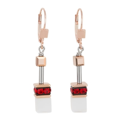 Coeur De Lion Geo Cube Rose & Gold Earrings