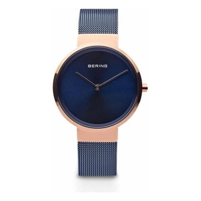 Bering Ladies polished Blue & Rose Gold Watch 14531-367