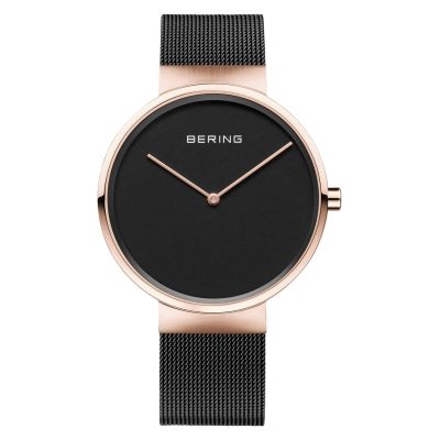 Bering Unisex Black and Rose Gold Watch