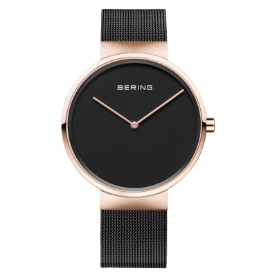 Bering Unisex Black and Rose Gold Watch