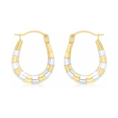Gold Two Colour Mini Groove Creole Earrings