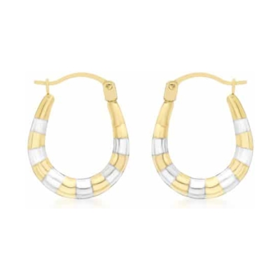 Gold Two Colour Mini Groove Creole Earrings