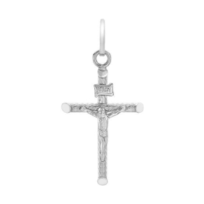 White Gold Textured Crucifix Pendant