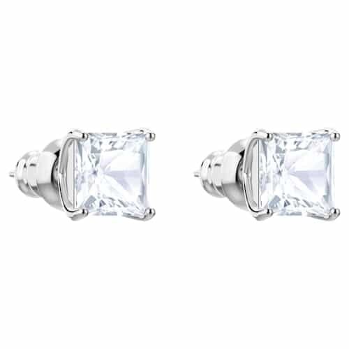 Attract Square White Stud Earrings by Swarovski