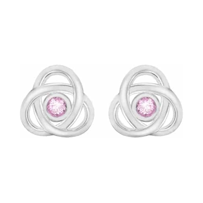 Silver Pink CZ Knot Stud Earrings 8.55.7869