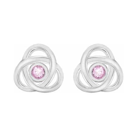 Silver Pink CZ Knot Stud Earrings 8.55.7869