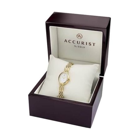 Accurist Ladies 9ct Gold Diamond Watch 8803 Boxed