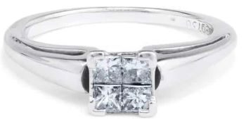 Diamond tile 18ct white gold ring