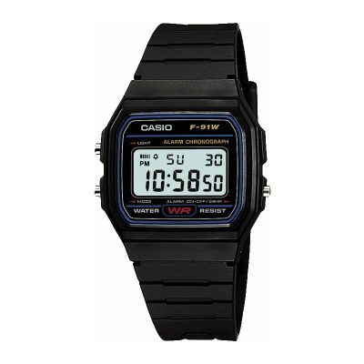 CASIO MENS Digital Watch Black Rubber Case/Strap F-91W-1XY