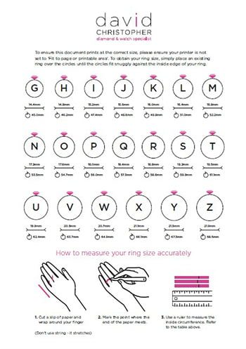 ring size chart david christopher