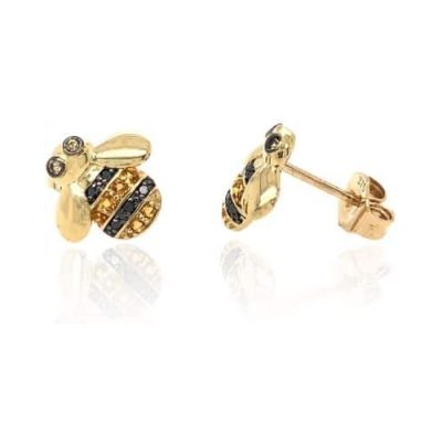 Yellow Gold Heart Stud Earrings