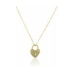 ellow Gold Padlock Heart Necklace