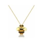 Yellow Gold Diamond & Citrine Bee Pendant Necklace
