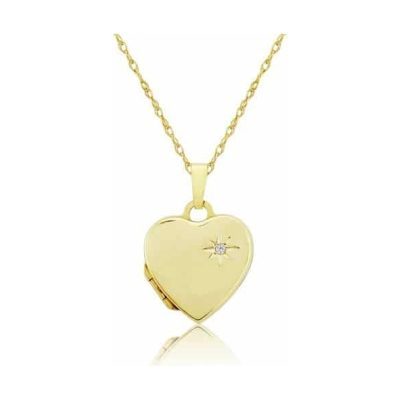 Yellow Gold Diamond Heart Locket Necklace