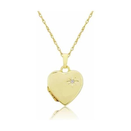 Yellow Gold Diamond Heart Locket Necklace