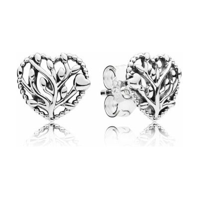 PANDORA Family Tree Heart Stud Earrings