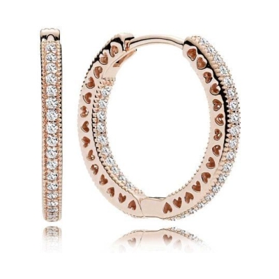 PANDORA Sparkle and Hearts Hoop Earrings