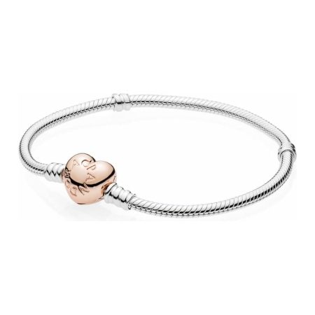 PANDORA Moments Heart Clasp Snake Chain Bracelet