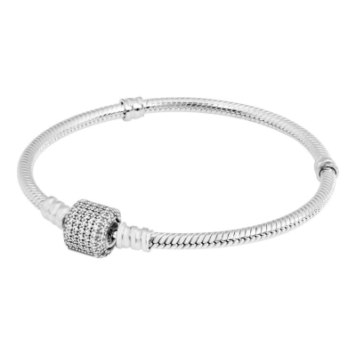 PANDORA Moments Sparkling Pave Clasp Snake Chain Bracelet