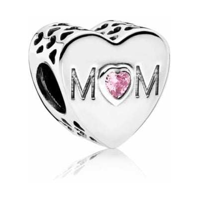 PANDORA Pink Mum Heart Charm