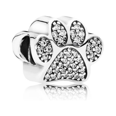 PANDORA Sparkling Paw Print Charm