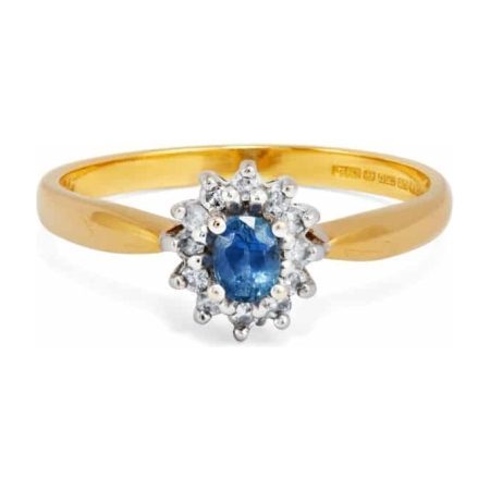 18ct Yellow Gold Sapphire & Diamond Cluster Ring