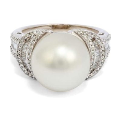 Large Pearl & Diamond Ring