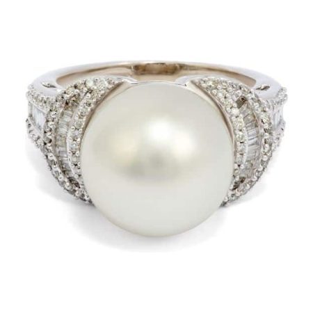 Large Pearl & Diamond Ring