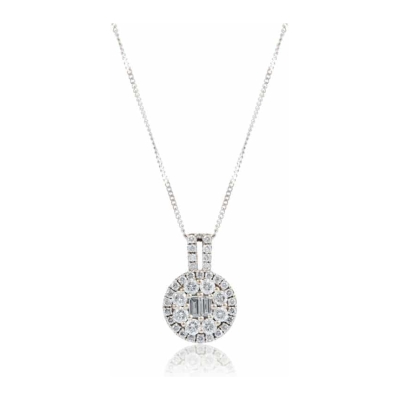 Gold Diamond Round Cluster Pendant