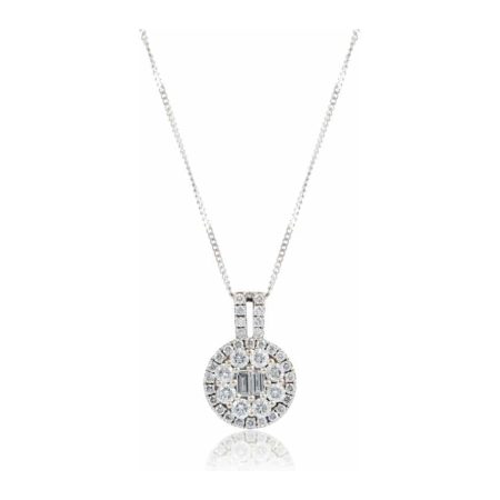 Gold Diamond Round Cluster Pendant