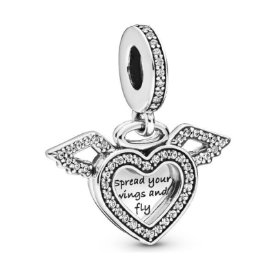 PANDORA Heart and Angel Wings Dangle Charm