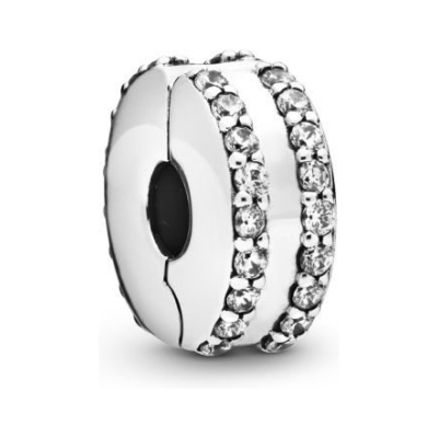 Pandora Double Lined Pave Clip Charm