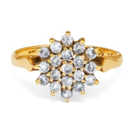 Yellow Gold Diamond Starburst Cluster Ring