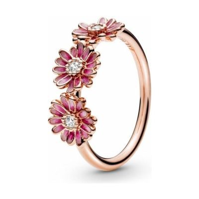 PANDORA Pink Daisy Flower Trio Ring